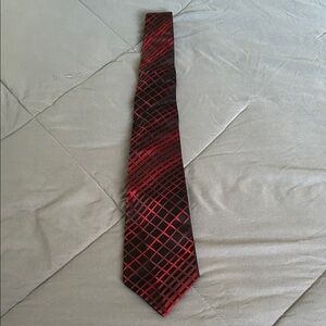 Van Heusen Red and Black Grid Tie